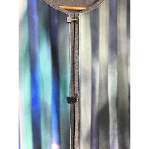 Elie Tahari Melody Reversible Wool Blend Jacket Crew Neckline Gray Blue Large - Picture 9 of 12